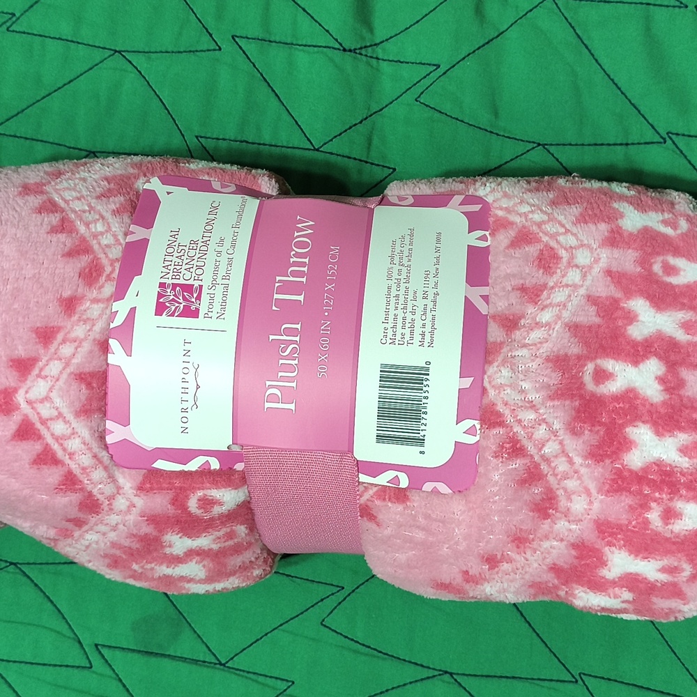 National Breast Cancer Foundation, Inc. Plush Throw (White Ribbon)